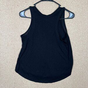 Old Navy Active Go-Dry Tank Top Womens XS Black Mesh Trim High Low Curved Hem